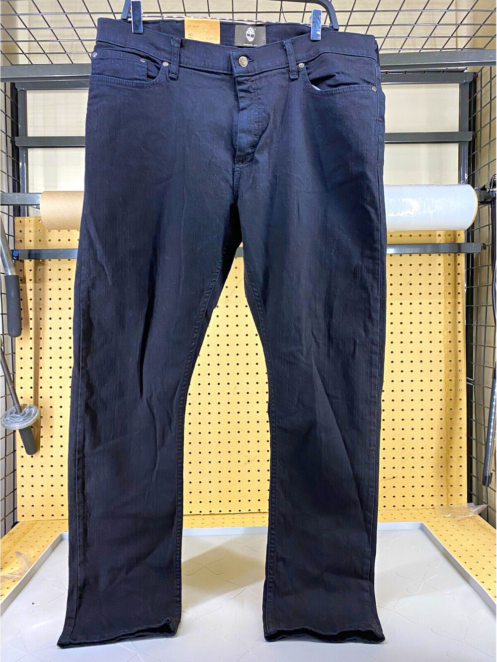 Timberland Men’s Straight Leg Dark Wash Black Denim Jeans Cotton Regular Fit